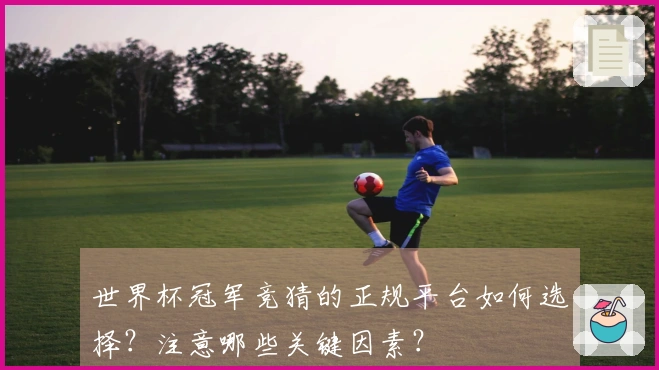 世界杯冠军竞猜的正规平台如何选择？注意哪些关键因素？